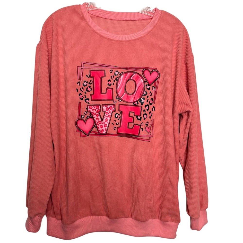Love Graphic Pink Sweatshirt Oversized Size Small - Picture 7 of 8